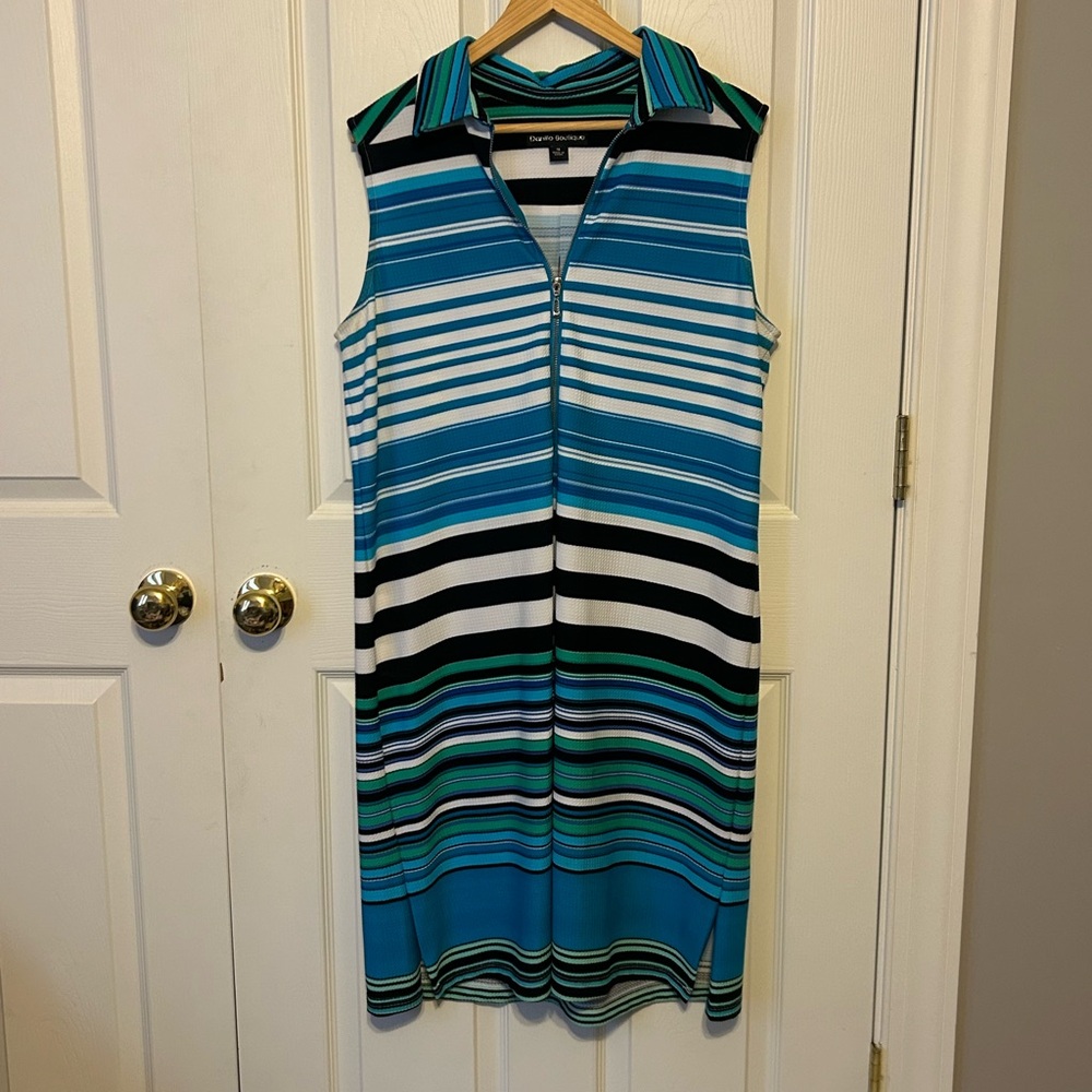 Sleeveless Striped Midi Dress - Blue and Black